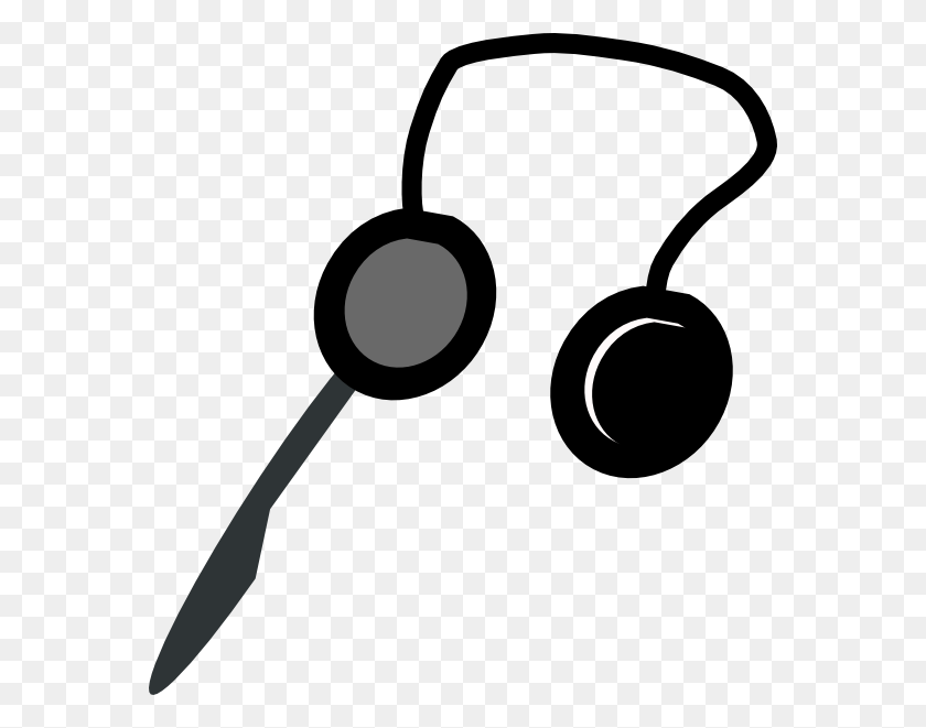570x601 Headphones And Mic Clip Art - Microphone Clipart Black And White