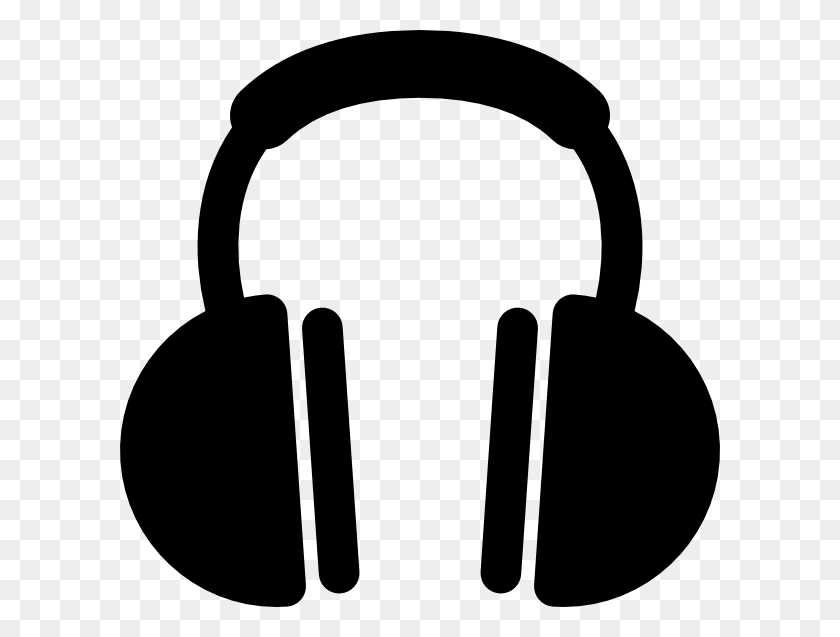 600x577 Headphones Clip Art - Listening To Music Clipart Black And White