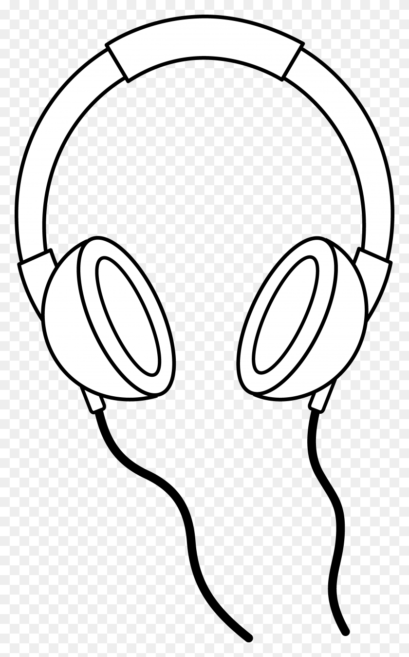 5159x8522 Headphones Clipart Black And White - Radio Clipart Black And White