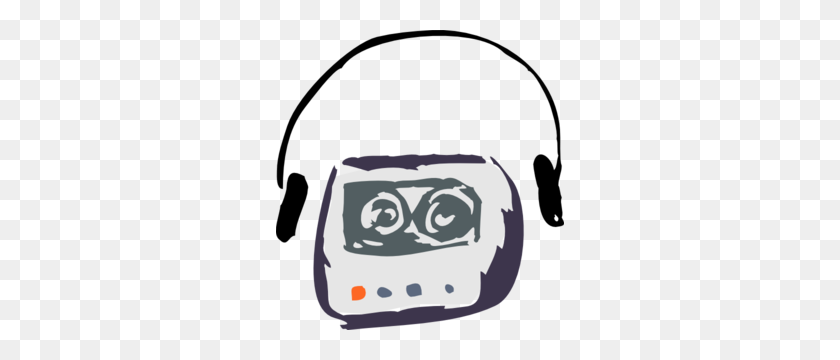 288x300 Headphones Clipart Tape Player - Headphones Clipart Black And White