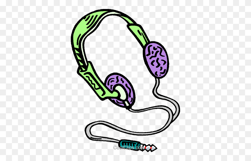 366x480 Headphones Royalty Free Vector Clip Art Illustration - Earphones Clipart