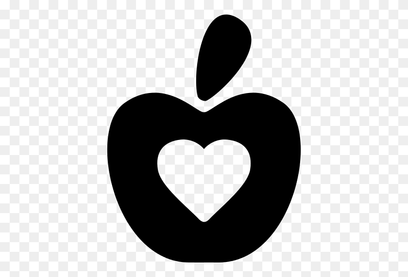 512x512 Símbolo De Comida Saludable De Una Manzana Con Un Corazón Png Icono - Comida Saludable Png