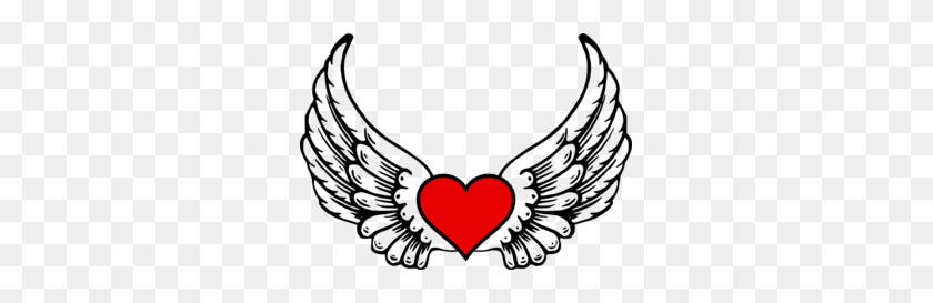 299x213 Heart And Wings Clipart - Wing Clipart Black And White