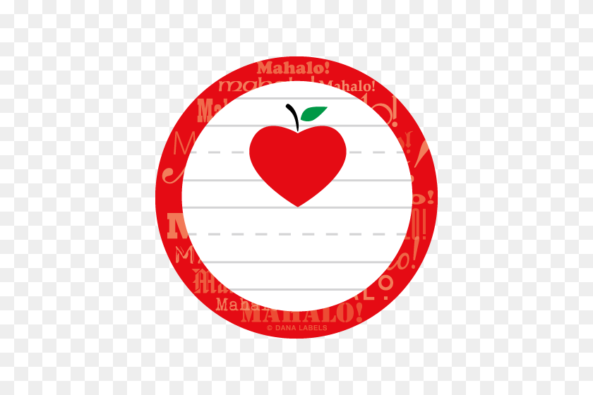 500x500 Heart Apple Label - Apple With Heart Clipart