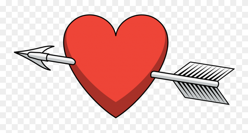 1280x640 Heart Arrow Shaded - Heart And Arrow Clipart