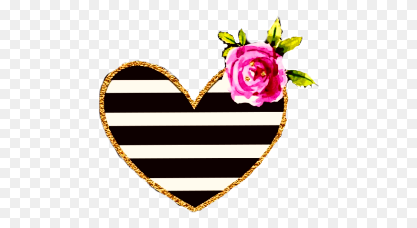 447x401 Heart B W Stripe Rose Gold Love Pretty - Rose Gold Clip Art