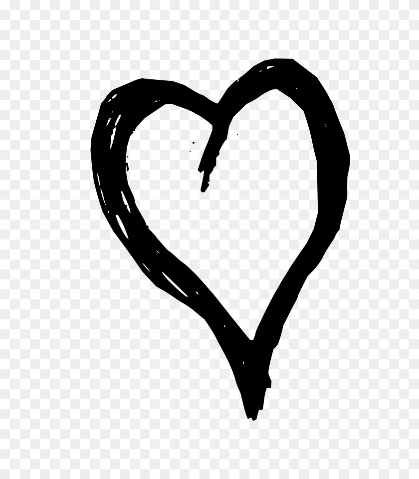 720x900 Сердце Черно-Белое Сердце Клипарт Черно-Белое Изображение Сердца - Необычные Сердца Клипарт