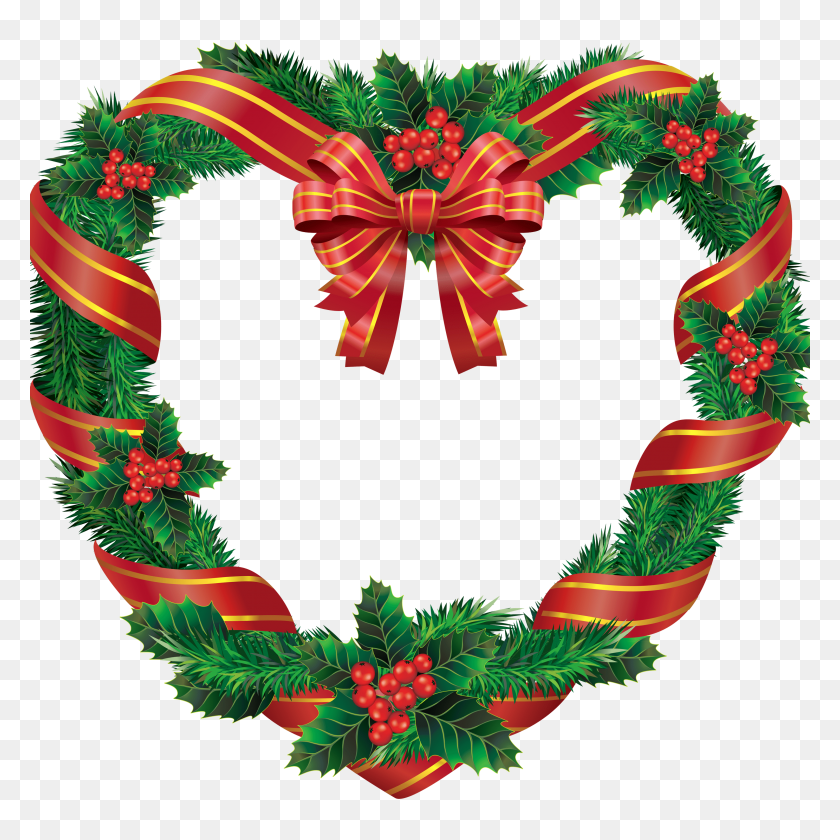 3000x3000 Heart Christmas Wreath Transparent Png - Wreath PNG