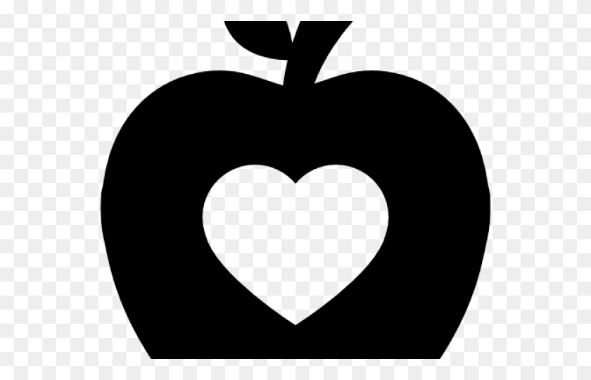 640x480 Heart Clipart Apple - Black And White Clipart Apple