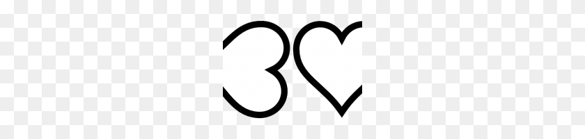 200x140 Heart Clipart Black And White Hearts Double Heart Clipart Black - Valentine Clipart Black And White