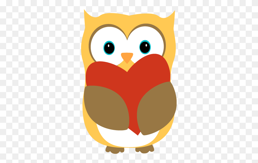 311x471 Heart Clipart Owl - Black Owl Clipart