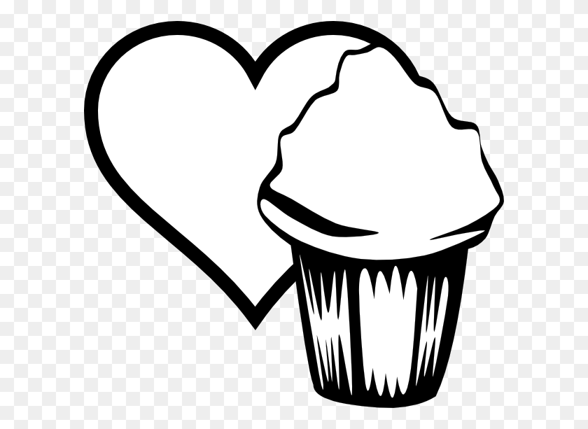 600x553 Heart Cupcake Cliparts - Cupcake Clipart Black And White