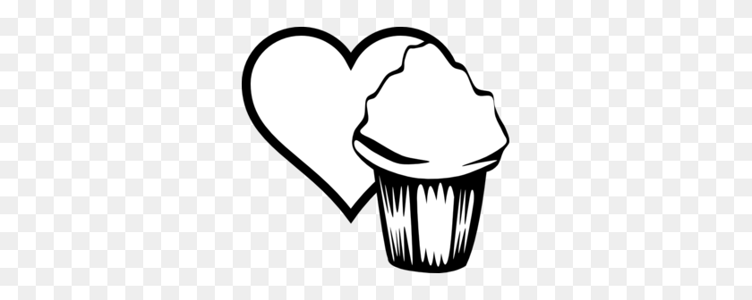 299x276 Heart Cupcake Image Clip Art - Muffin Clipart Black And White
