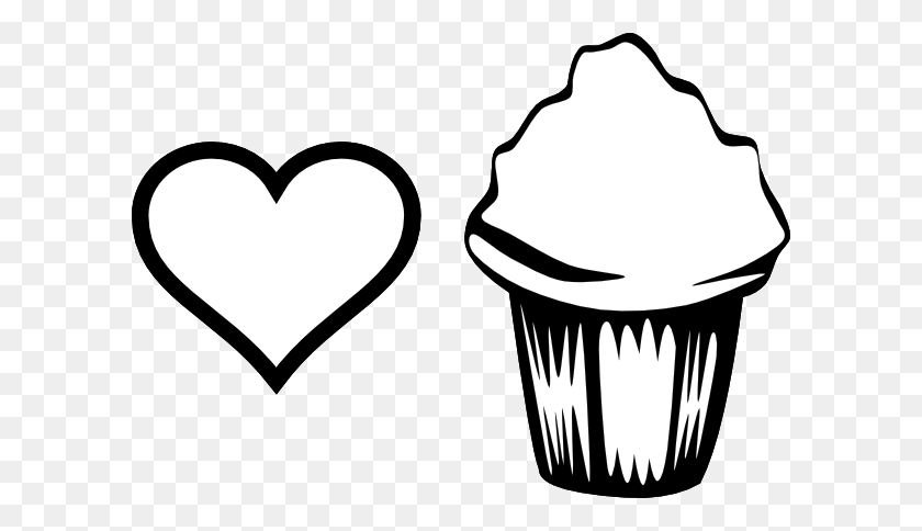 600x424 Heart Cupcake Image Png Clip Arts For Web - Cupcake Outline Clipart