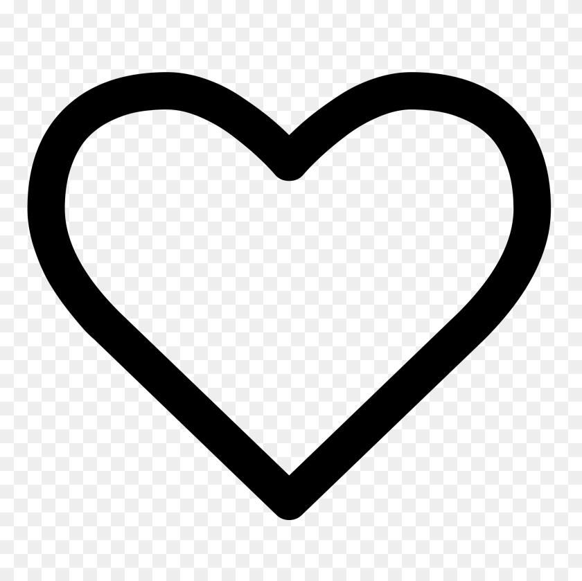 2000x2000 Heart Empty Font Awesome - Heart PNG Black