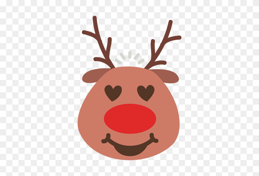 512x512 Heart Eyes Reindeer Face Emoticon - Heart Eyes PNG