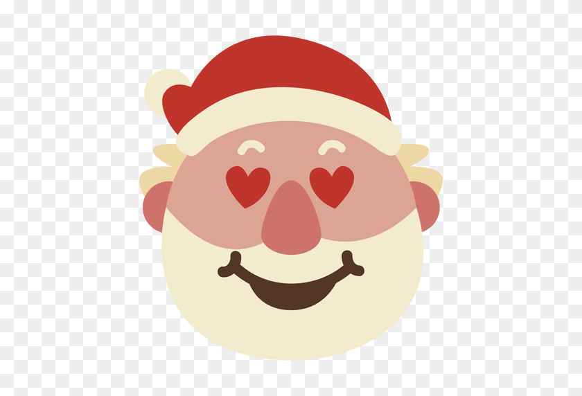 512x512 Heart Eyes Santa Claus Face Emoticon - Heart Eyes PNG
