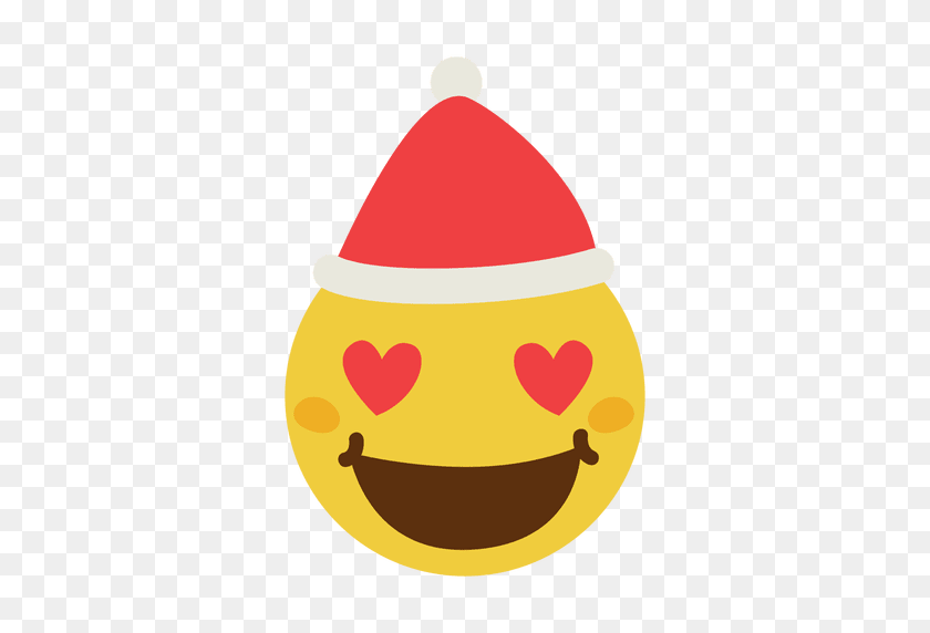 512x512 Heart Eyes Santa Claus Hat Face Emoticon - Heart Eyes Emoji PNG