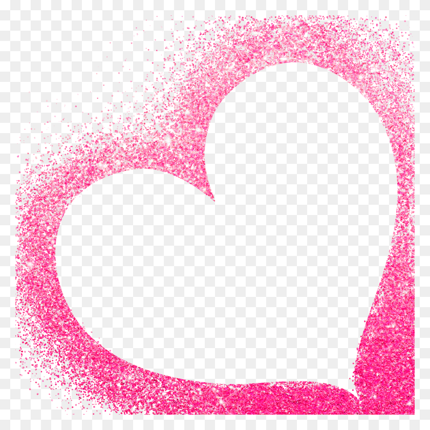 2896x2896 Heart Frames Glitter Pink Valentines Love Freetoedit - Pink Glitter PNG
