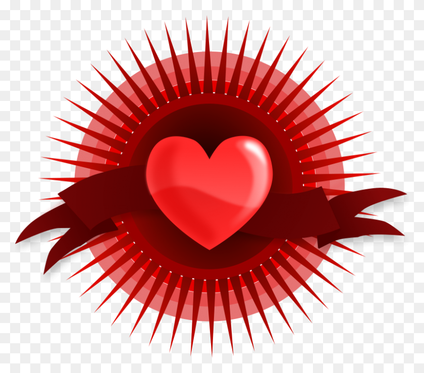 800x697 Heart Free Stock Photo Illustration Of A Red Heart With Rays - Red Banner Clipart