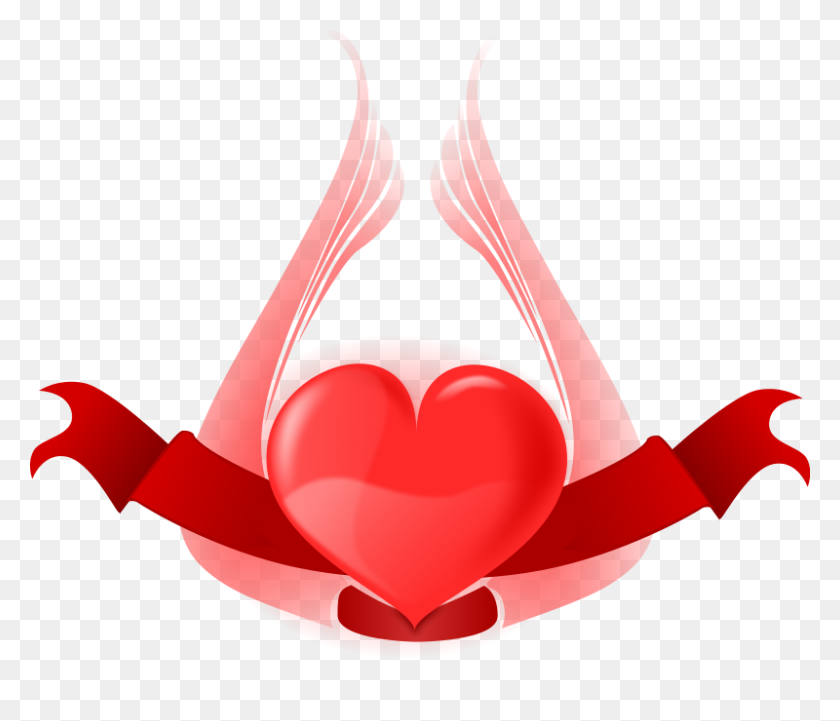 800x678 Heart Free Stock Photo Illustration Of A Red Heart With Wings - Heart Banner Clip Art
