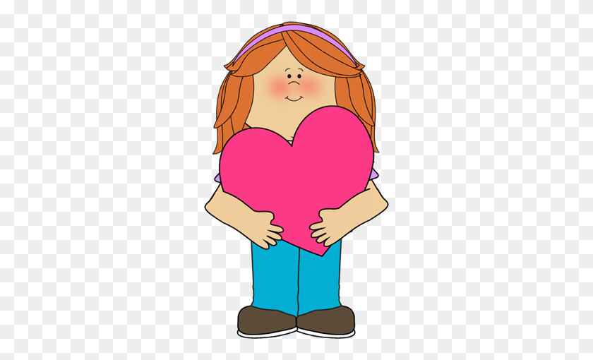 262x450 Heart Girl Clipart - Hand With Heart Clipart
