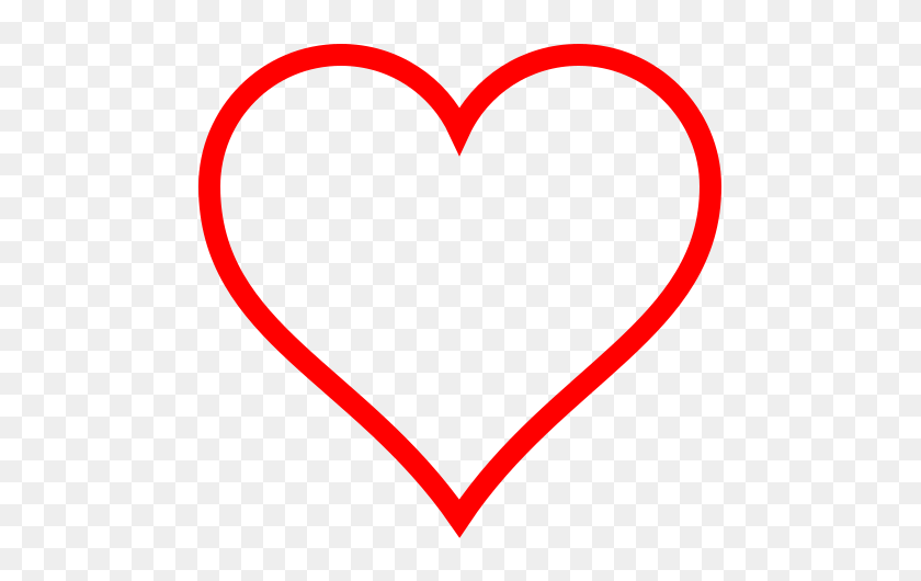 497x470 Heart Icon Red Hollow - Heart PNG Transparent