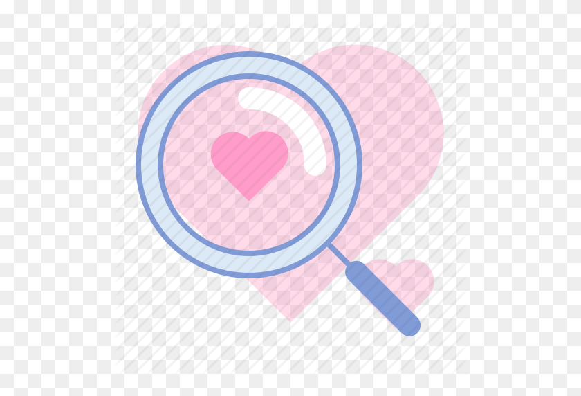 512x512 Heart, Lens, Love, Magnifying Glass, Romance, Search, Valentn - Heart Beat Clipart