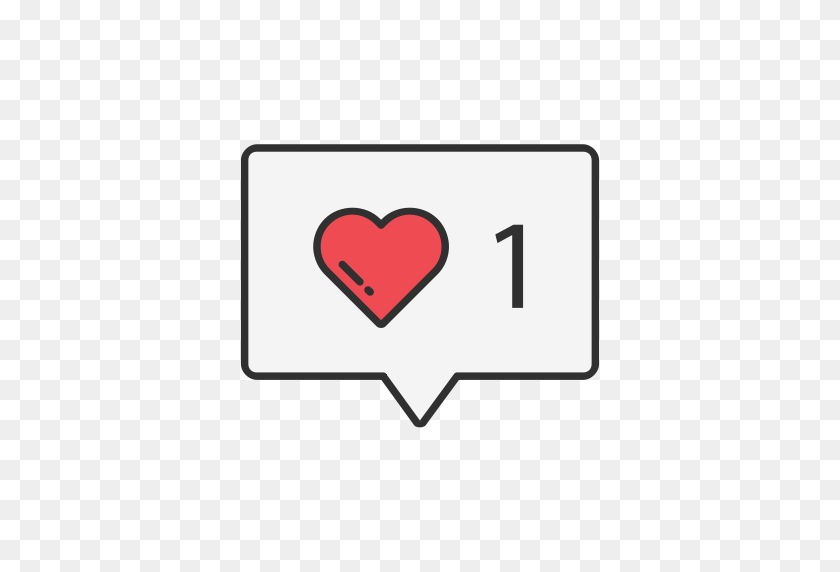 512x512 Heart, Like, Notification, One Like Icon - Like PNG
