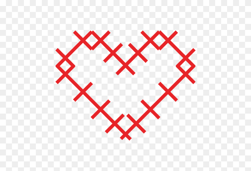 512x512 Heart Made Of Crosses Sticker - Heart Pattern PNG