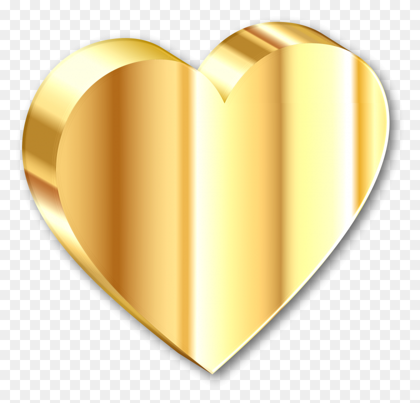 2329x2228 Heart Of Gold With Shadow Icons Png - 3d Heart PNG