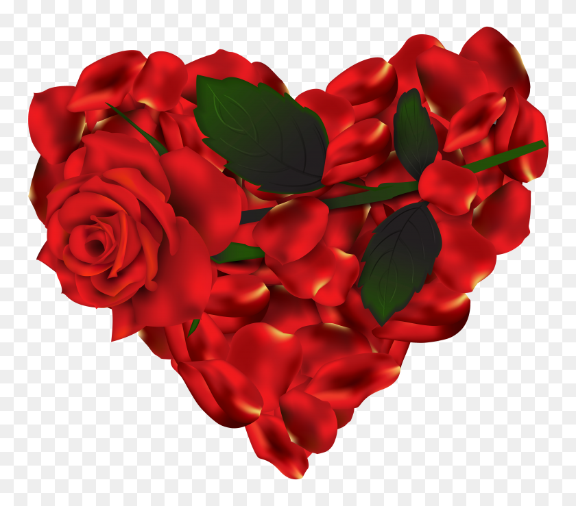 5000x4357 Heart Of Roses Png Clipart - Rose PNG Transparent