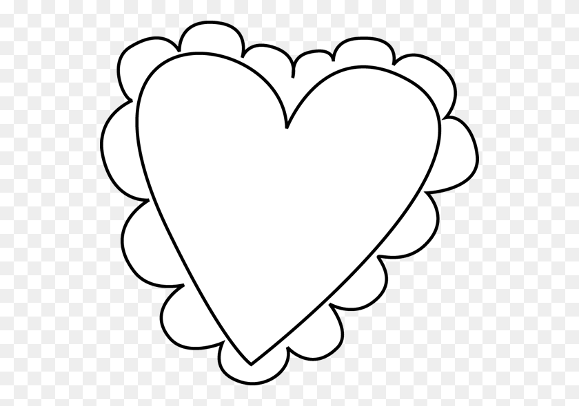 550x530 Контур Сердца Клипарт Изображение Картинки - Контур Сердца Клипарт Черный И Белый