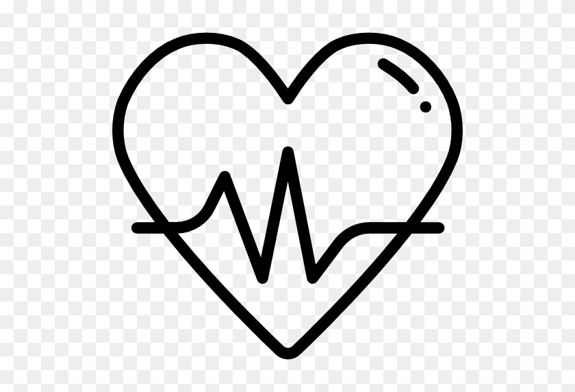 512x512 Значок Сердечного Ритма - Сердцебиение Клипарт Черно-Белое