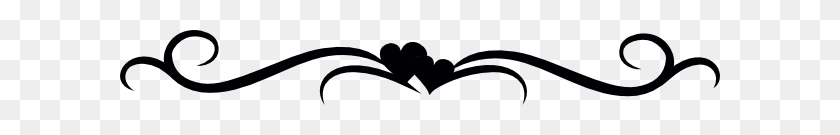 600x75 Heart Scroll - Heart Scroll Clipart