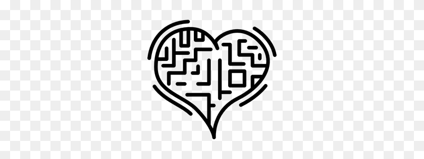 256x256 Heart, Shape, Labyrinth, Love, Romantic, Maze Icon - Maze Clipart