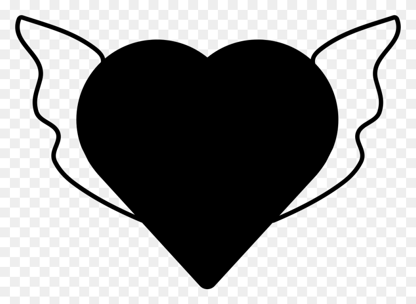 982x699 Heart Shape Silhouette With Wings Png Icon Free Download - Heart Shape PNG