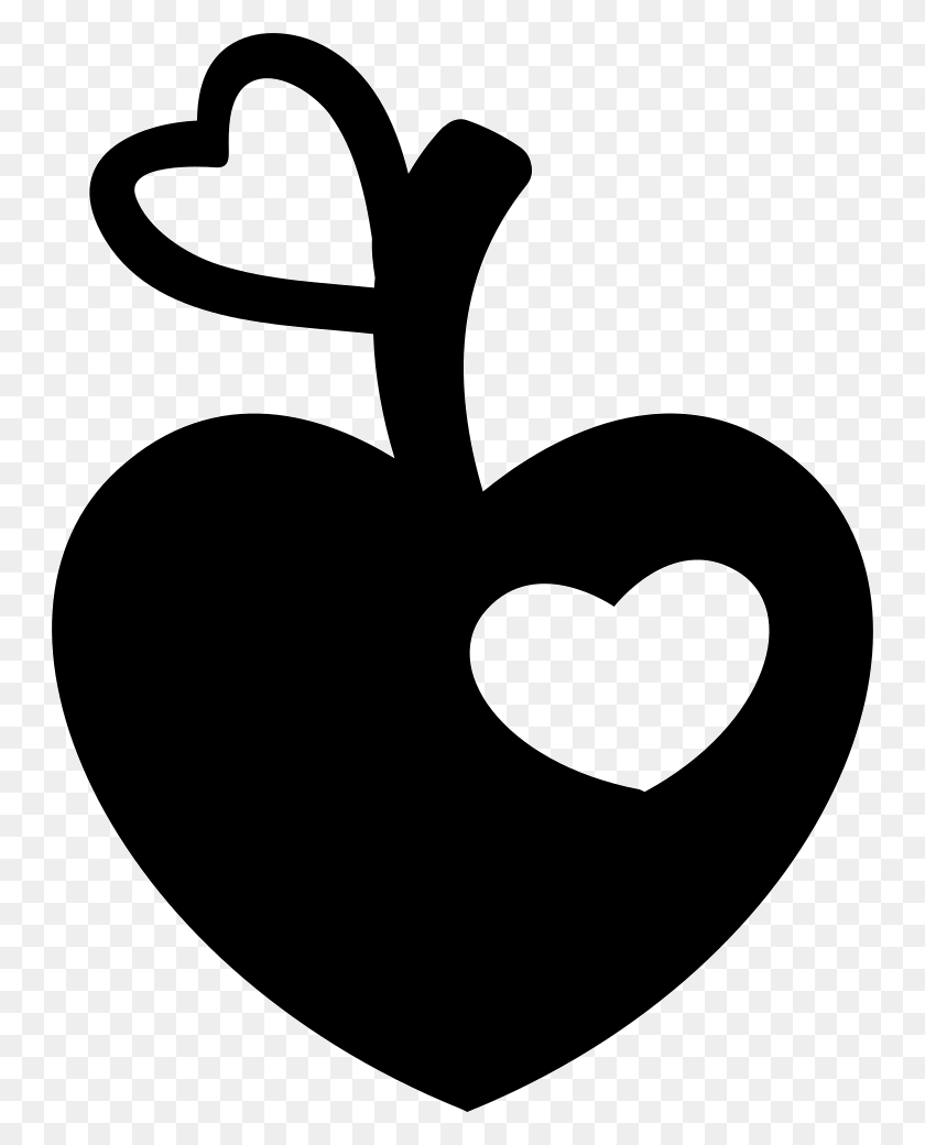 746x980 Heart Shaped Apple With Heart Bite And Heart Leaf Shape Png - Bite Mark PNG