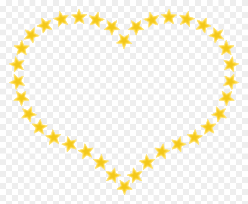 1000x810 Borde En Forma De Corazón Con Estrellas Amarillas - Clipart De Marco De Brillo
