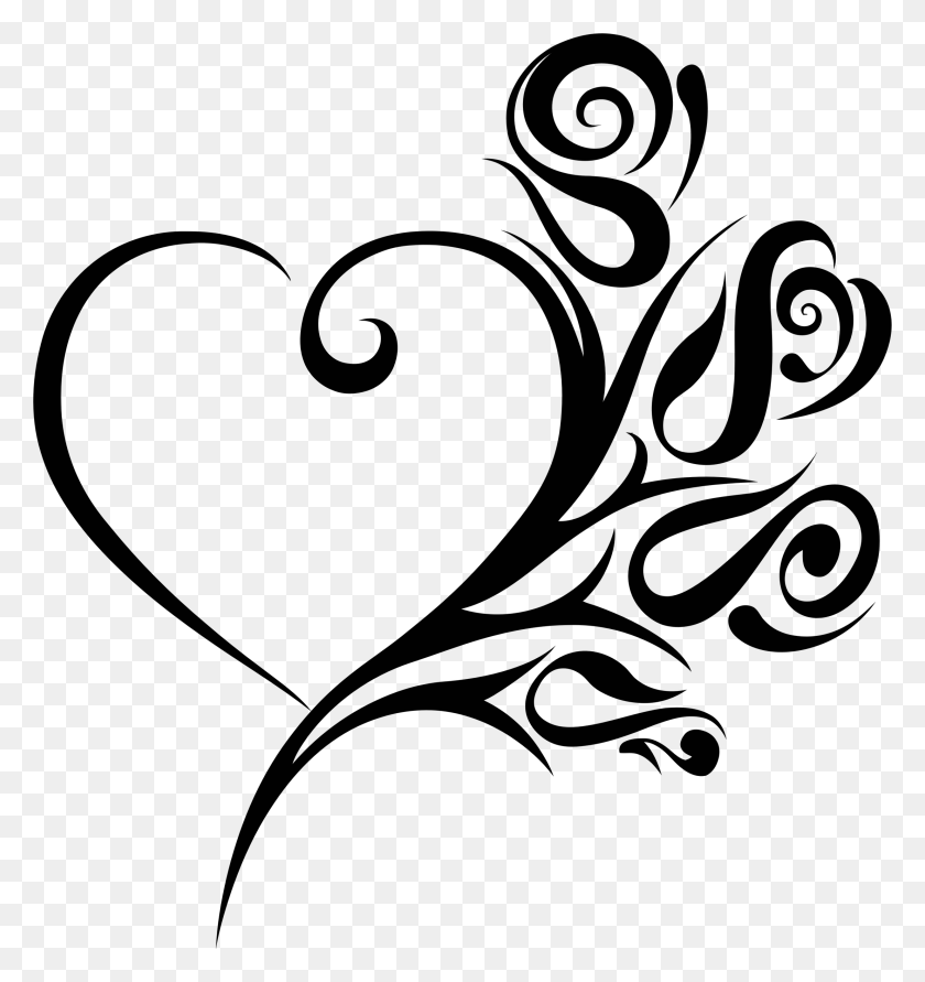 2214x2361 Heart Tattoos Png Transparent Images - Flower Tattoo PNG