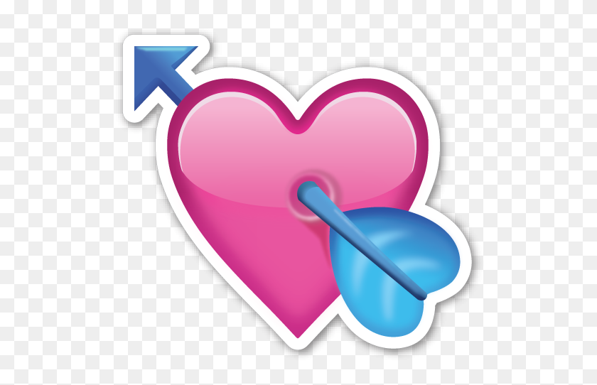 530x482 Heart With Arrow Symbols Stickers Templates - Yellow Heart Emoji PNG