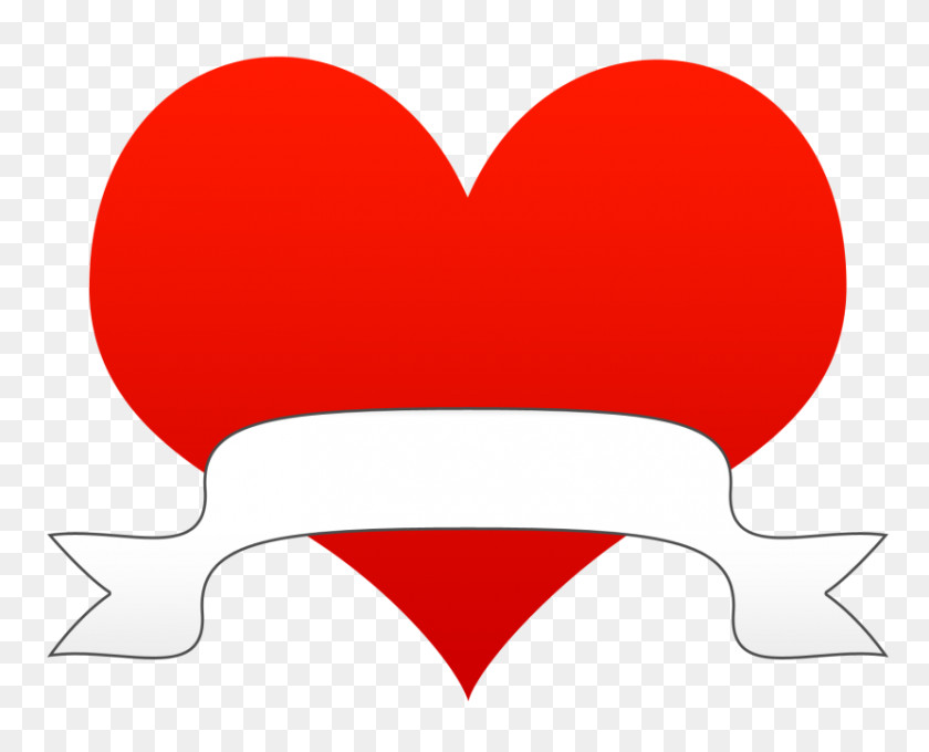 830x660 Heart With Banner Clipart - White Banner Clipart