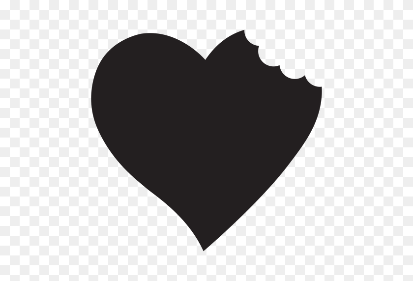 512x512 Heart With Bite Silhouette - Bite PNG