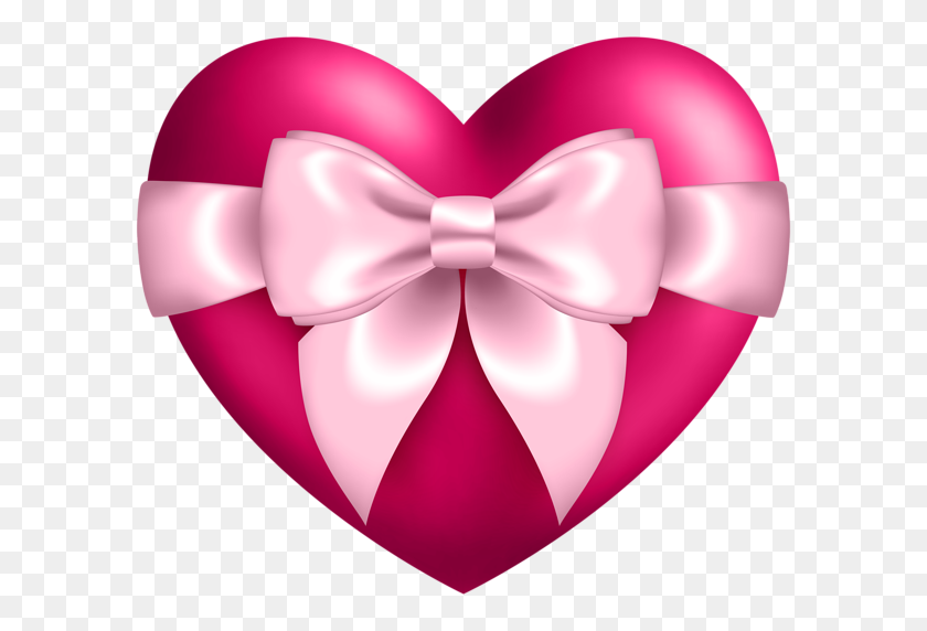 600x512 Heart With Bow Transparent Png Clip - Pink Balloon Clipart