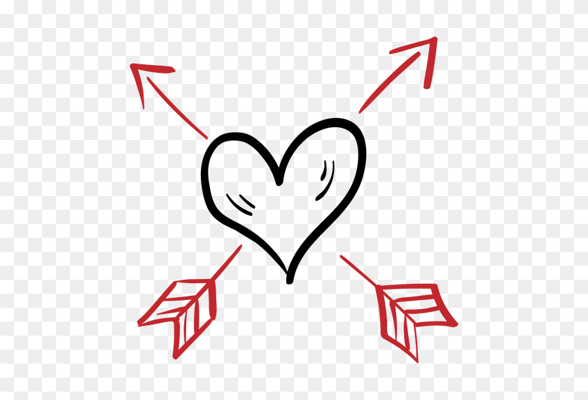 512x512 Heart With Crossed Arrows Sticker - Crossed Arrows Clip Art