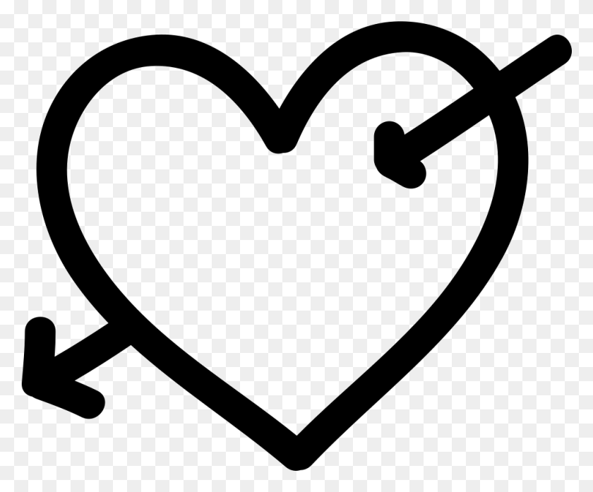 981x802 Corazón Con Flecha De Cupido Símbolo Dibujado A Mano Png Icono Gratis - Flecha De Corazón Png
