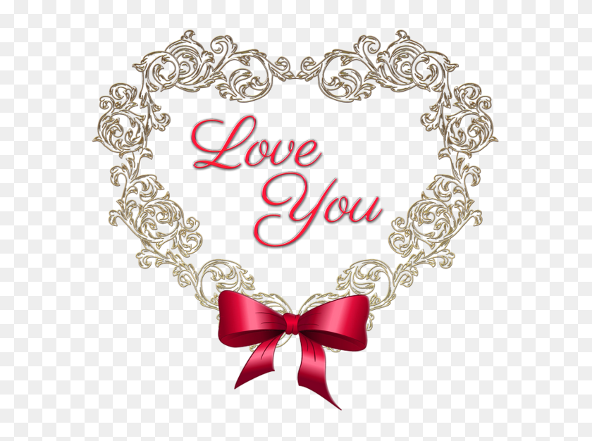 600x566 Heart With Red Bow Love You Png Clipart Picture Wallpapers - I Love You PNG