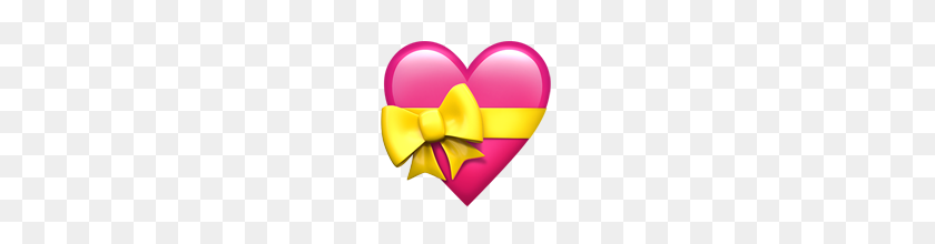 160x160 Heart With Ribbon Emoji On Apple Ios - Yellow Heart Emoji PNG