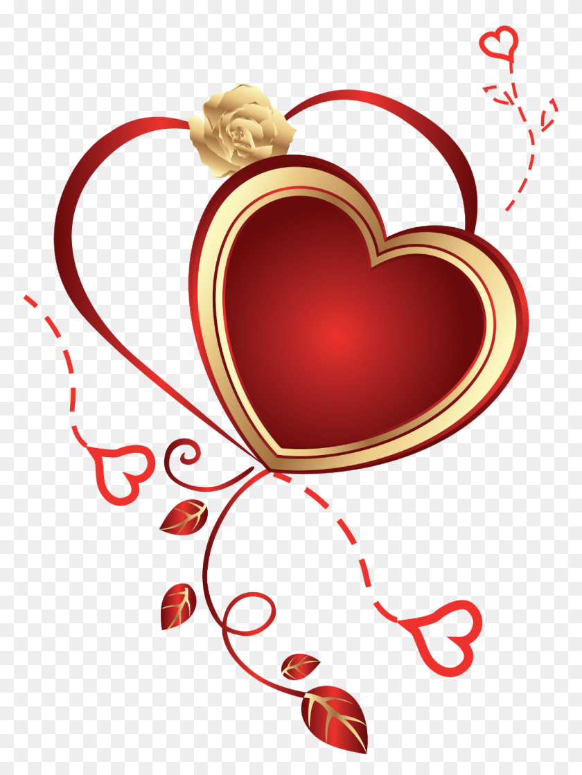 1000x1358 Heart With Rose - Heart PNG Images