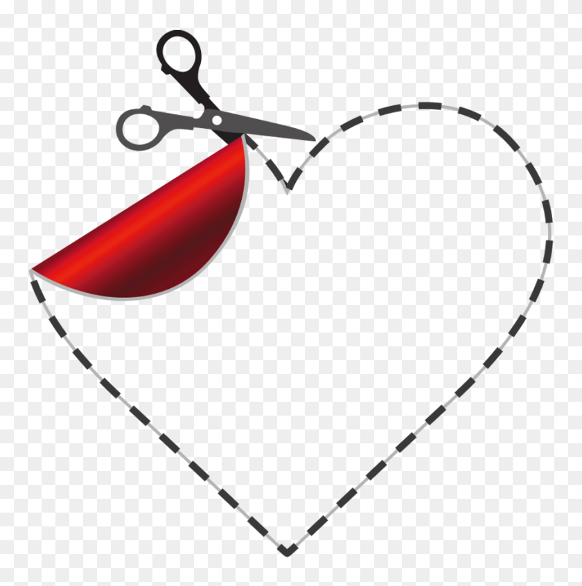 900x908 Heart With Scissors Png Clipart - Scissors Clipart PNG